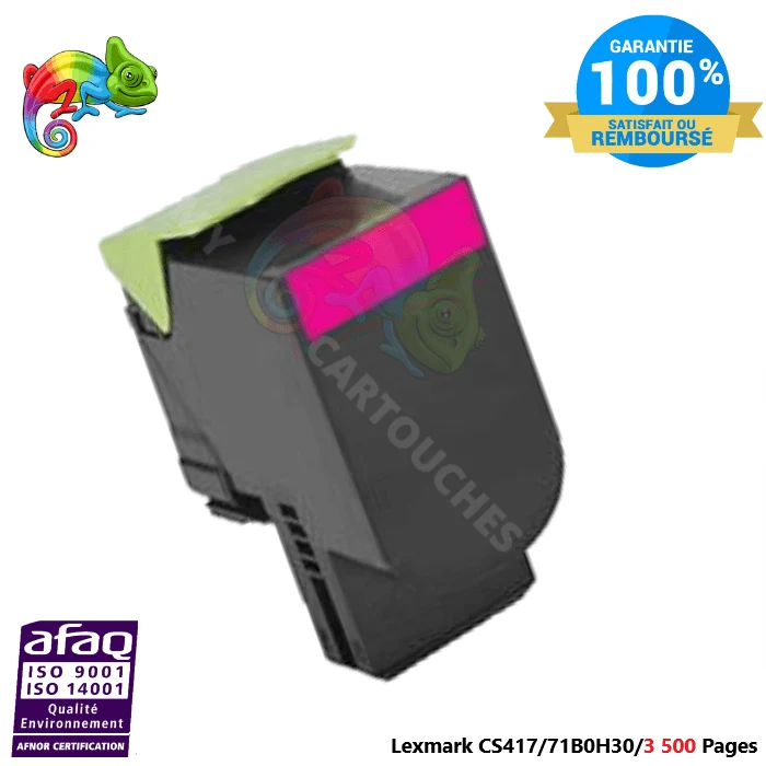 Toner laser compatible avec Lexmark CS417, référence 71B0H30 - Magenta