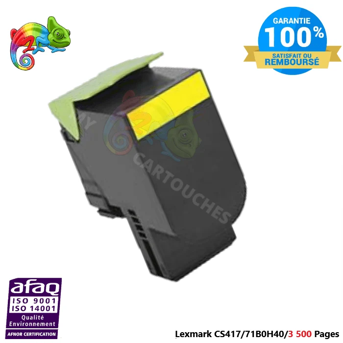 Toner laser compatible avec Lexmark CS417, référence 71B0H40 – Jaune