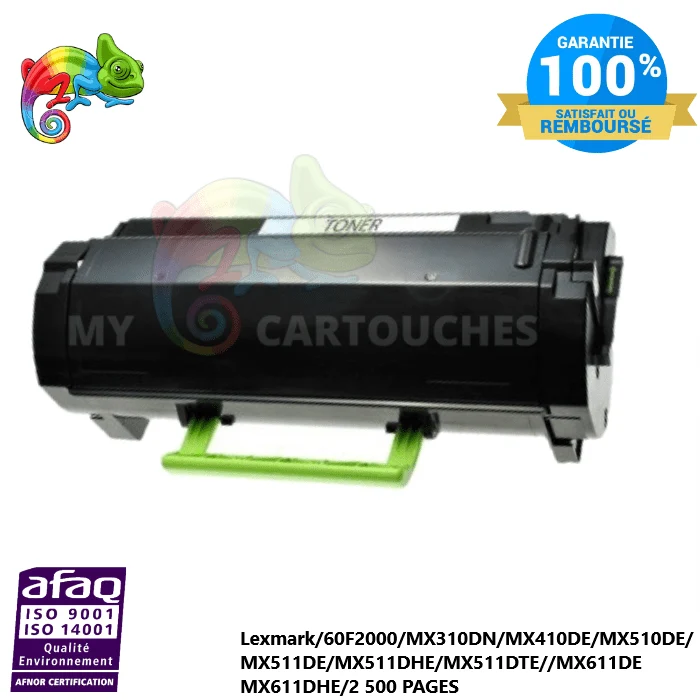 Toner Lexmark MX310 60F2000 Noir: MX310 dn, MX510 de, MX610
