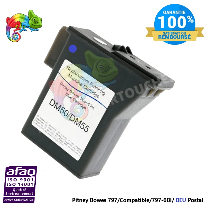 Cartouche Pitney Bowes 797 Bleu Postal — DM50, DM55