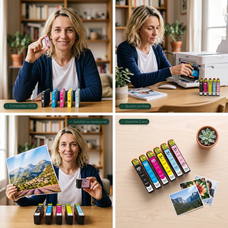 Pack Cartouches Epson 24 XL (Éléphant) 6 Couleurs — Expression Photo XP-750, XP-950