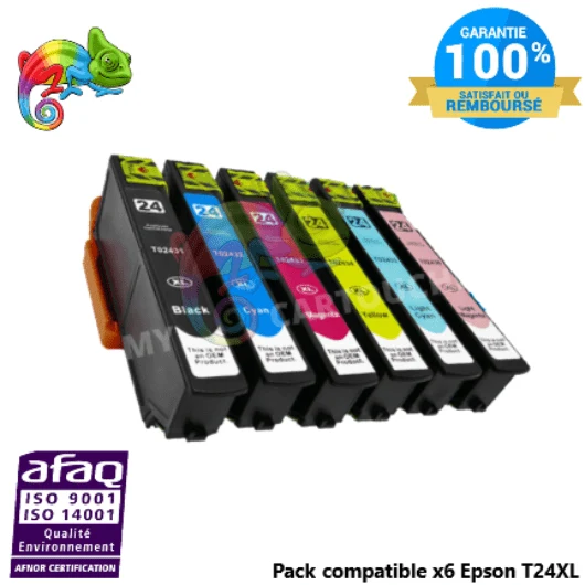 Pack Cartouches Epson 24 XL (Éléphant) 6 Couleurs — Expression Photo XP-750, XP-950