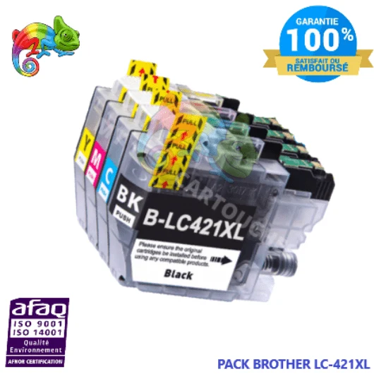 Pack 4 Cartouches Brother LC-421 XL Noir Cyan Magenta Jaune — DCP-J1050DW, MFC-J1010DW