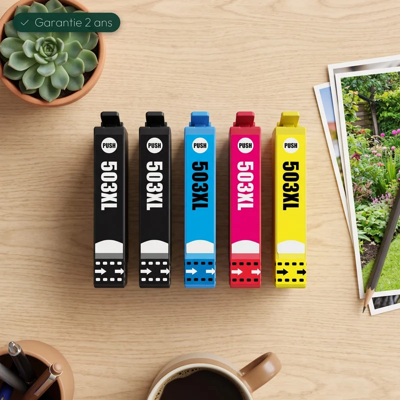 Pack 5 Cartouches Epson 503 XL (Piments) Noir Cyan Magenta Jaune — XP-5200, WF-2960
