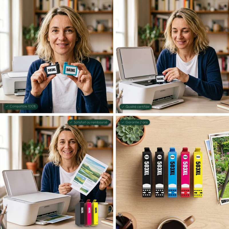 Pack 5 Cartouches Epson 503 XL (Piments) Noir Cyan Magenta Jaune — XP-5200, WF-2960