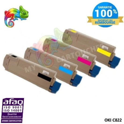 Pack 4 Toners OKI C 822: C 822 DN, C 822 CDTN, C 822 N