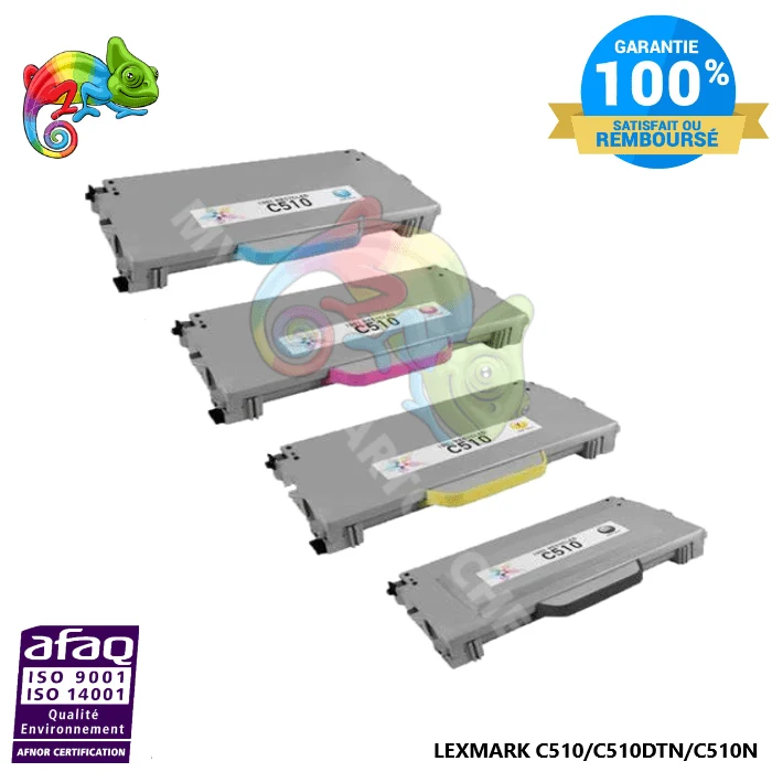 Pack 4 Toners Lexmark C510 : C510dn, C510n, C510dtn