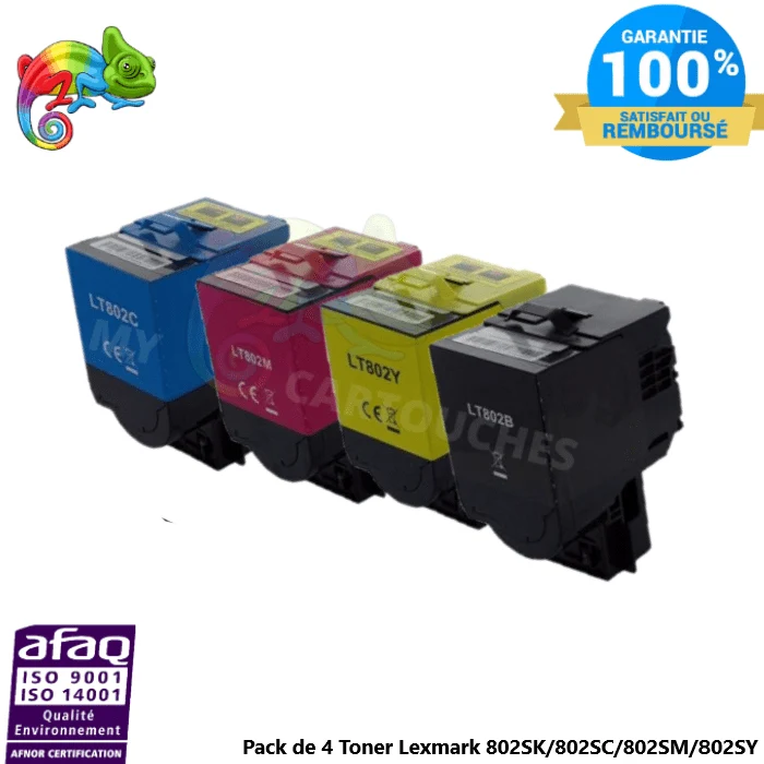 Pack 4 Toners Lexmark 802S: CX310 dn, CX410 de