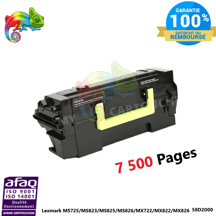Toner Lexmark 582 58D2000 Noir: MS725 dvn, MS821 dn