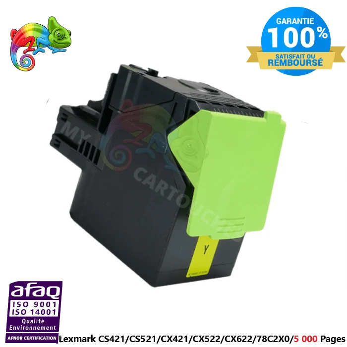 Toner Lexmark 78C2XY0 Jaune: CS421 adn, CS521 dn, CX421