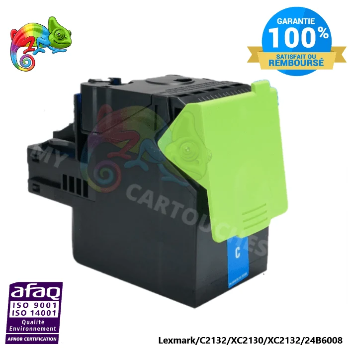 Toner laser compatible avec Lexmark XC2132 (24B6008) Cyan