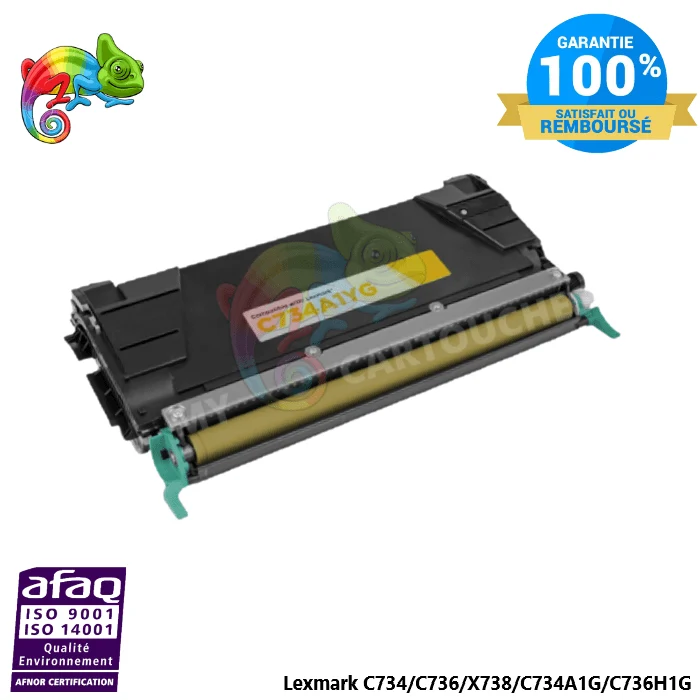 Toner Lexmark C734 Jaune C734A1YG: C734 DN, C736 DN