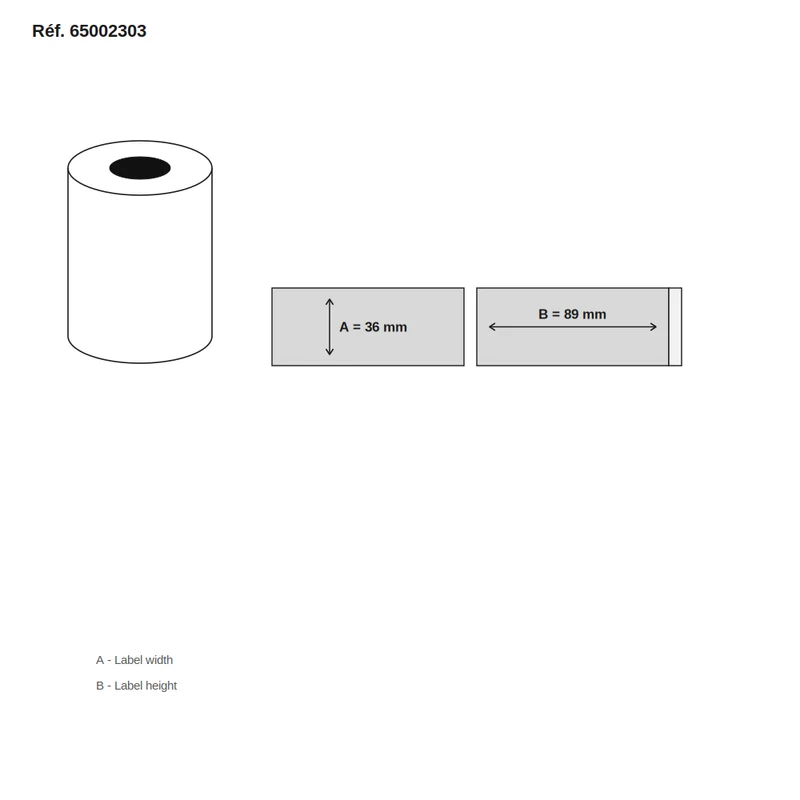 Étiquettes Dymo Specialties 36x89 PP White Thermal, Permanent - lot de 50 rouleaux x 350 étiq./rouleau - Réf. 65002303