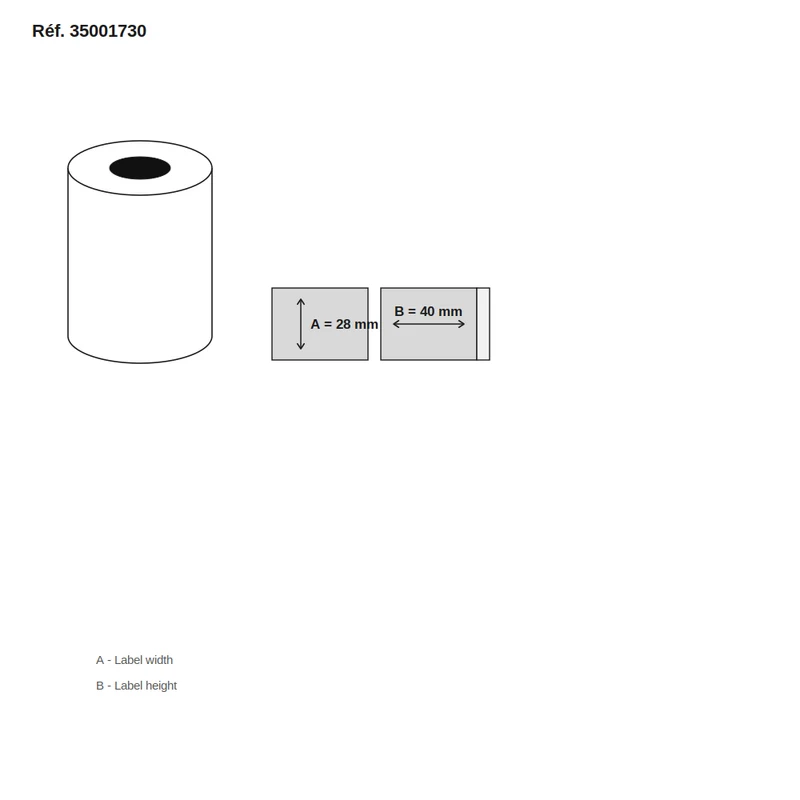 Étiquettes Dymo Specialties 28x40 (étiquette intérieure 12,7x33,34) PP Thermal transparent, Permanent - lot de 50 rouleaux x 650 étiq./rouleau - Réf. 35001730