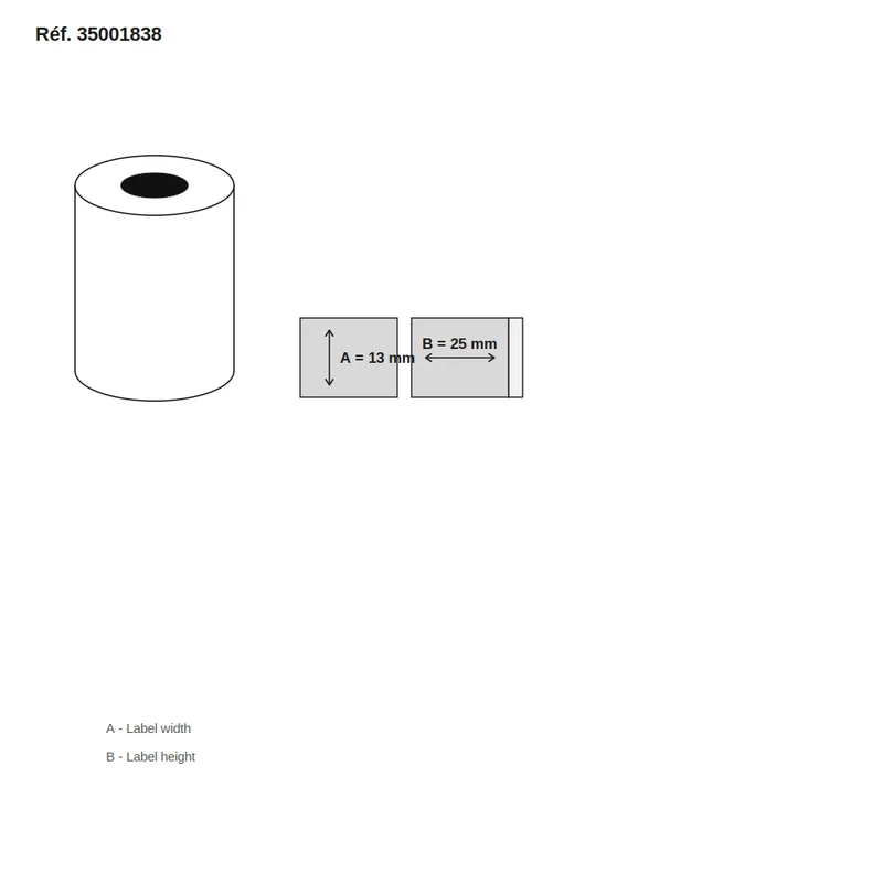 Étiquettes Dymo Specialties 13x25 (x2) Ref. 11353 Thermal Eco, Extra permanent - lot de 50 rouleaux x 1 000 étiq./rouleau - Réf. 35001838