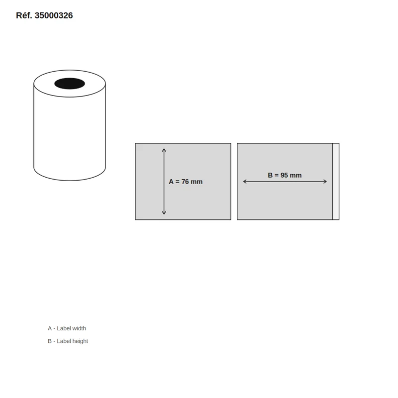 Étiquettes Star Micronics TSP700 Black Mark 35 m. 76x95 Permanent - carton de 24 rouleaux x 350 étiq./rouleau - Réf. 35000326