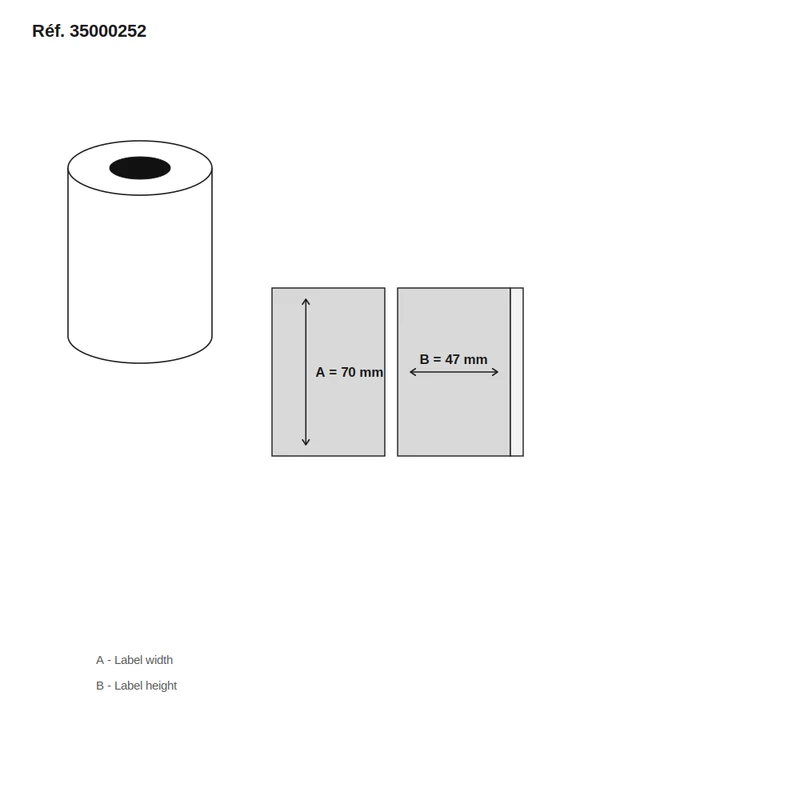 Étiquettes Star Micronics TSP700 Black Mark 35 m. 70x47 Permanent - carton de 24 rouleaux x 670 étiq./rouleau - Réf. 35000252
