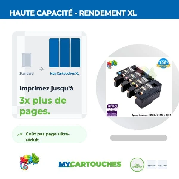 Pack de 4 Toner lasers Epson Aculaser C1700 - CX17