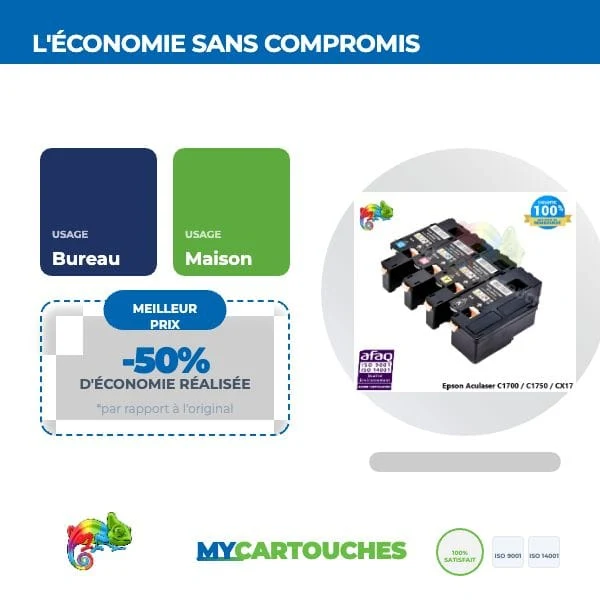 Pack de 4 Toner lasers Epson Aculaser C1700 - CX17