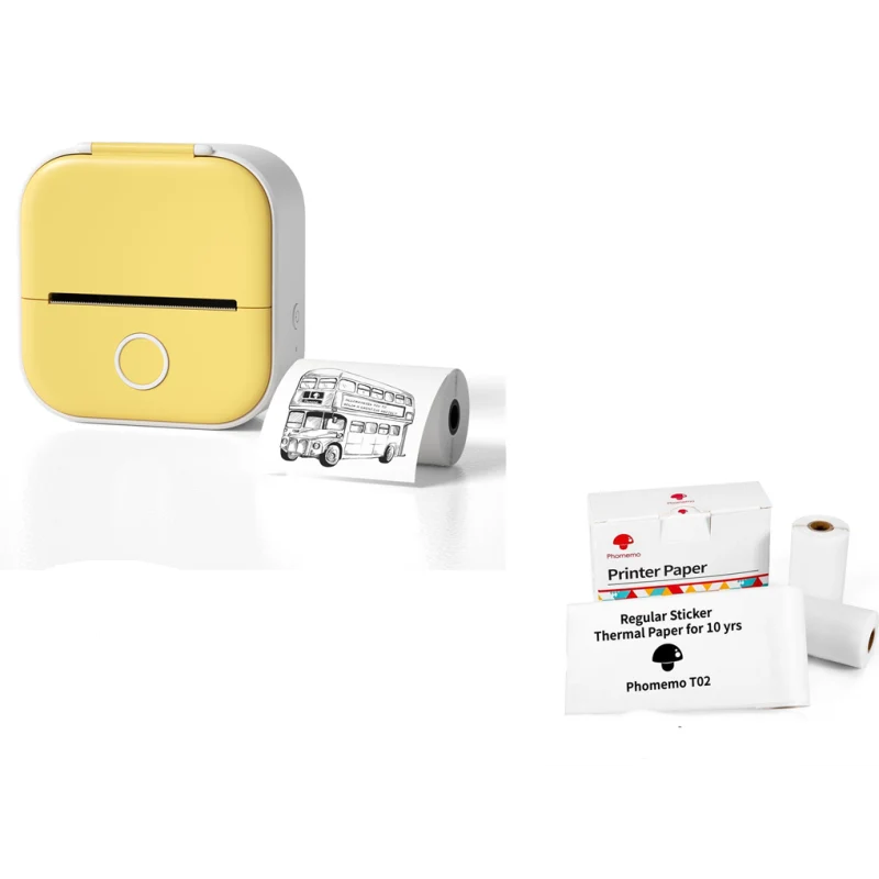 Mini imprimante PRINTI jaune + 4 rouleaux