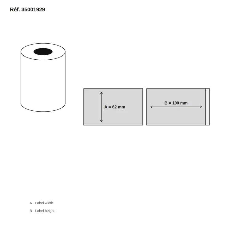 Étiquettes Brother DK-11202 62x100 Thermal Eco, Permanent sans adaptateur - lot de 120 rouleaux x 300 étiq./rouleau - Réf. 35001929