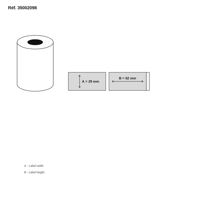 Étiquettes Brother DK-11209 29x62 Permanent avec adaptateur - lot de 120 rouleaux x 800 étiq./rouleau - Réf. 35002098