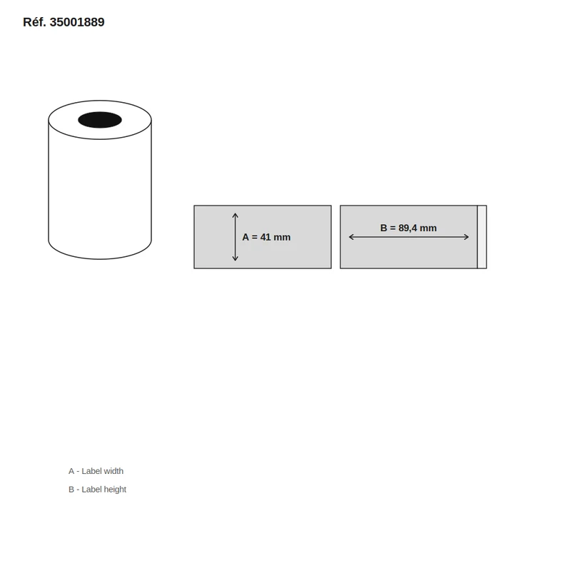 Étiquettes Dymo Specialties 41x89,4 Ref. 11356 Thermal Top, Permanent - lot de 50 rouleaux x 300 étiq./rouleau - Réf. 35001889