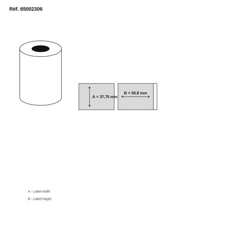 Étiquettes Dymo Specialties 37,75x50,8 (carton 180gr) Thermal Top - lot de 50 rouleaux x 550 étiq./rouleau - Réf. 65002306