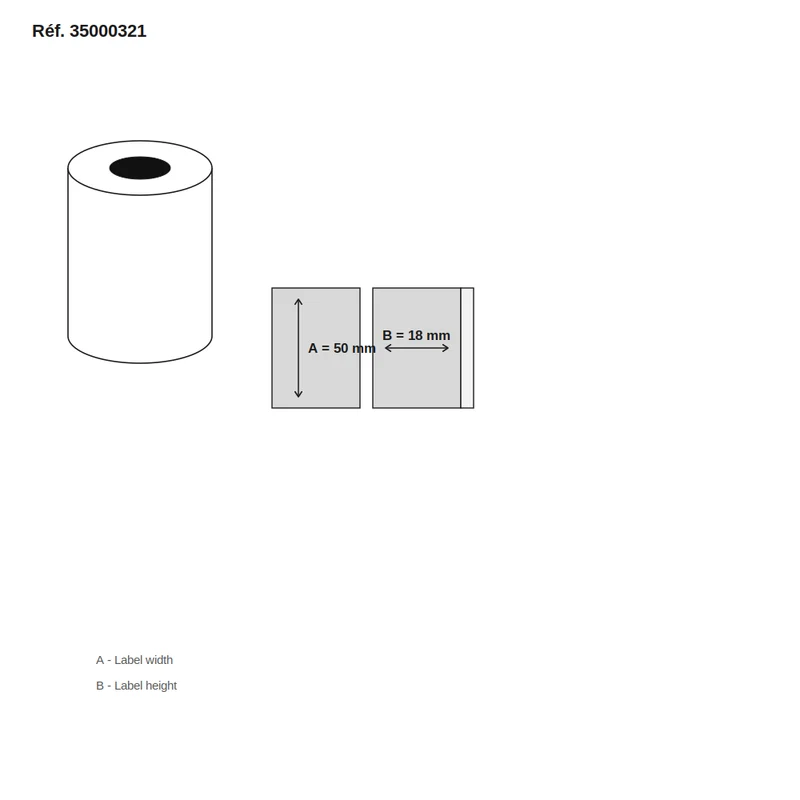 Étiquettes Star Micronics TSP300/400 Black Mark 30 m. 50x18 Permanent - carton de 24 rouleaux x 1 300 étiq./rouleau - Réf. 35000321