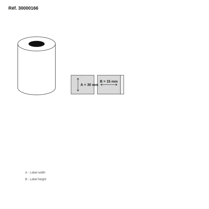 Étiquettes Epson TM-L60 Thermal Premium Top (support blanc) 30x15 Repositionnable - carton de 24 rouleaux x 1 000 étiq./rouleau - Réf. 30000166