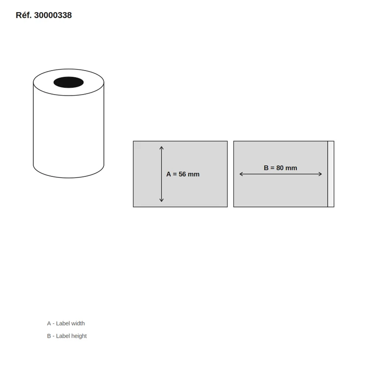 Étiquettes Epson TM-L60 Thermal Premium Top (support blanc) 56x80 Permanent - carton de 24 rouleaux x 350 étiq./rouleau - Réf. 30000338
