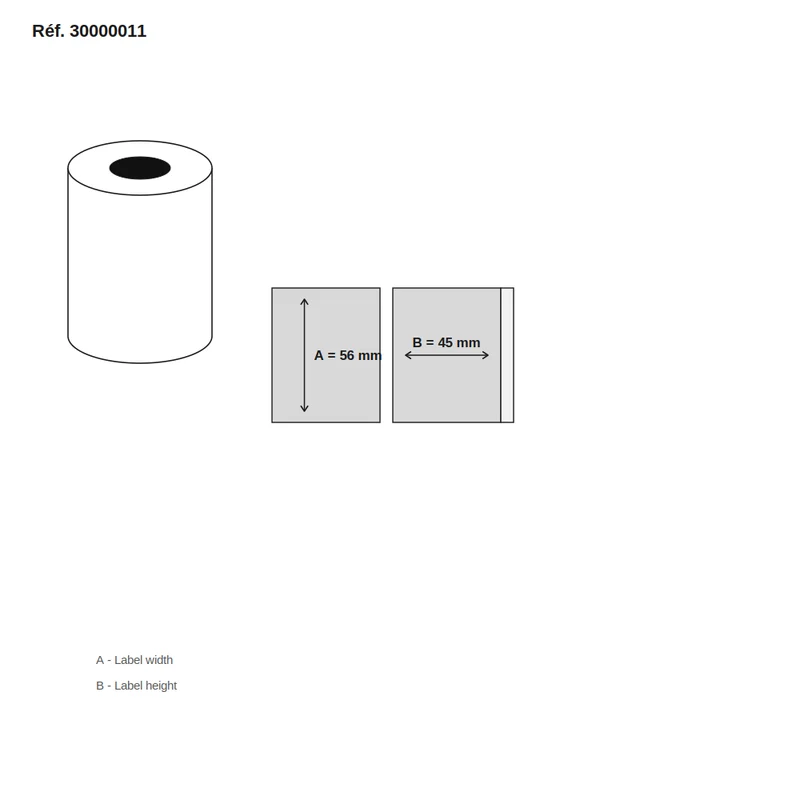 Étiquettes Epson TM-L60 Thermal Premium Top (support blanc) 56x45 Permanent - carton de 24 rouleaux x 600 étiq./rouleau - Réf. 30000011