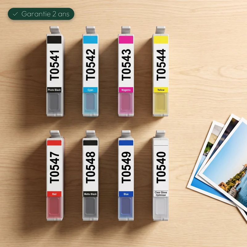 Pack 8 Cartouches Epson Grenouille T0540: Stylus Photo R800, R1800