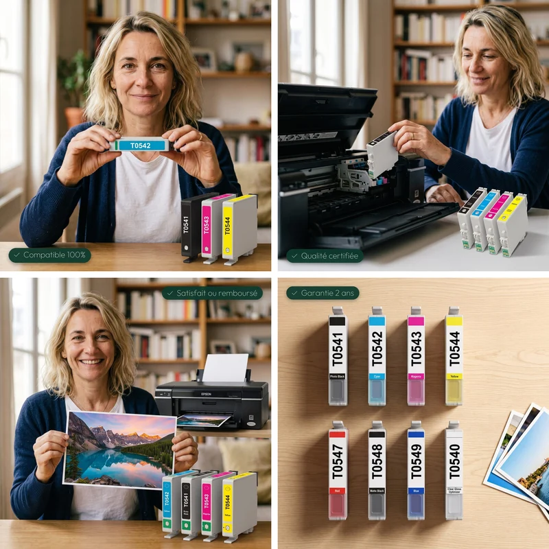 Pack 8 Cartouches Epson Grenouille T0540: Stylus Photo R800, R1800