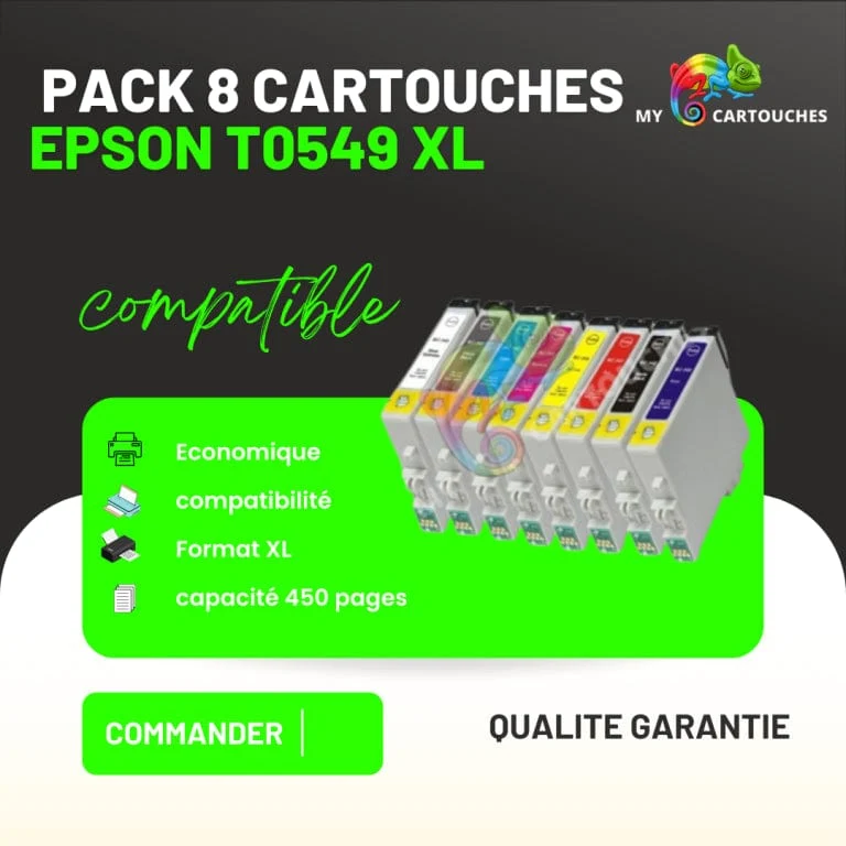 Pack 8 Cartouches Epson Grenouille T0540: Stylus Photo R800, R1800