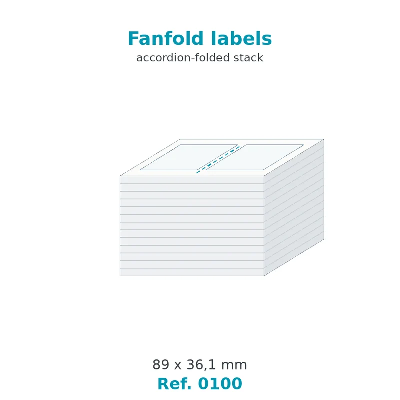Paravent d'étiquettes velin blanc 89 x 36,1 mm - carton de 500 paravents - Réf. 0100