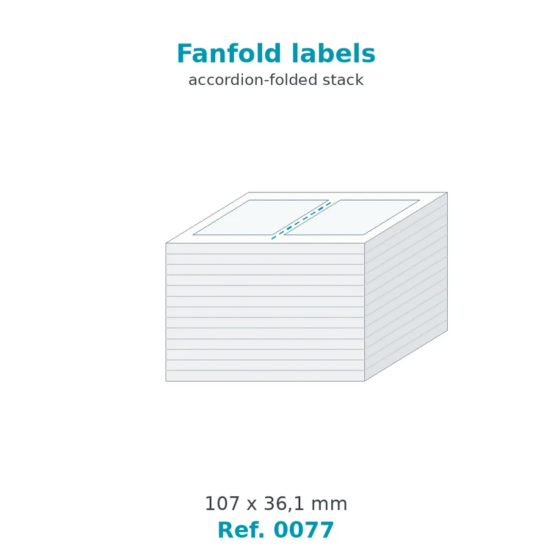 Paravent d'étiquettes velin blanc 107 x 36,1 mm - carton de 500 paravents - Réf. 0077