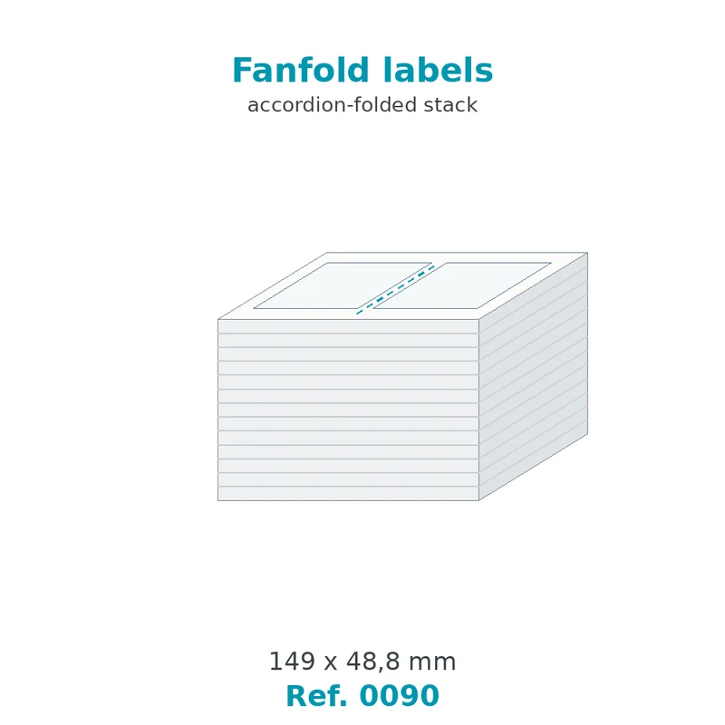 Paravent d'étiquettes velin blanc 149 x 48,8 mm - carton de 500 paravents - Réf. 0090