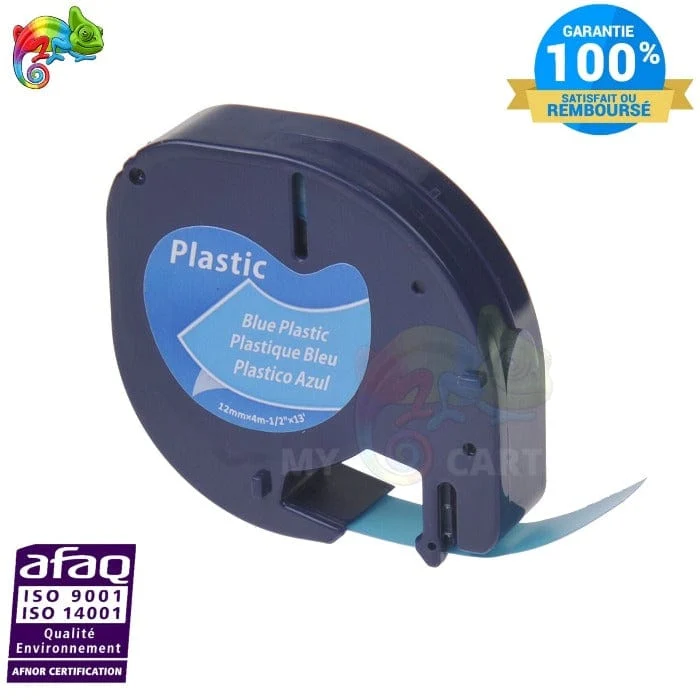 Ruban Étiquette Dymo S0721650 Bleu 12mm x 4m: LetraTag LT 100H, LT 100T