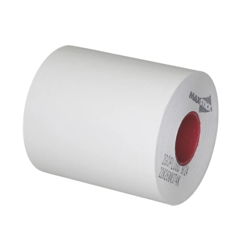 Échantillon étiquettes thermiques linerless MaxStick Iconex 2GOPlusD 80 x 73 x 25 mm - 51.8 m, adhésif repositionnable (1 rouleau) - Réf. MS3181702GOPLUSD
