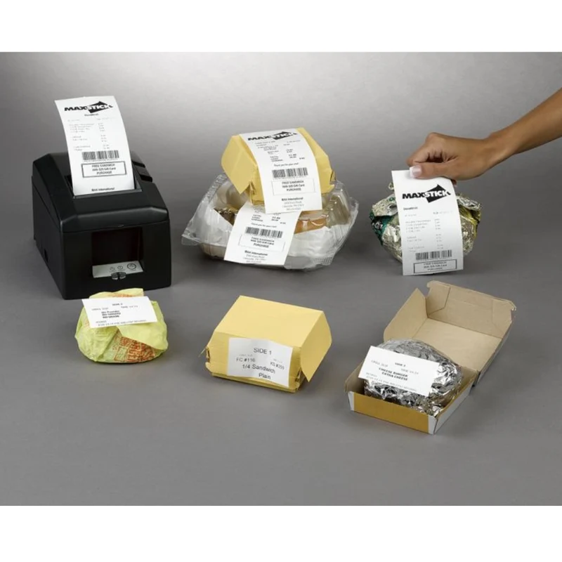 Échantillon étiquettes thermiques linerless MaxStick Iconex 2GOPlusD 80 x 73 x 25 mm - 51.8 m, adhésif repositionnable (1 rouleau) - Réf. MS3181702GOPLUSD