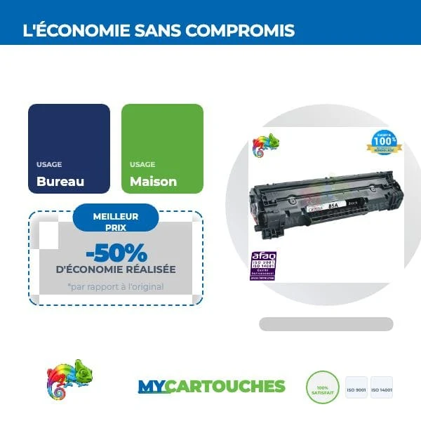 Toner HP 85A CE285A Noir — LaserJet P1102, P1102W, M1132 MFP