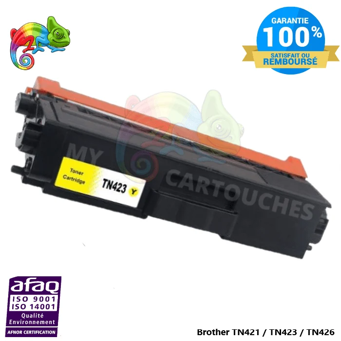 Toner Brother TN-423 Jaune Compatible — 4 000 pages — HL-L8260CDW, HL-L8360CDW, MFC-L8900CDW