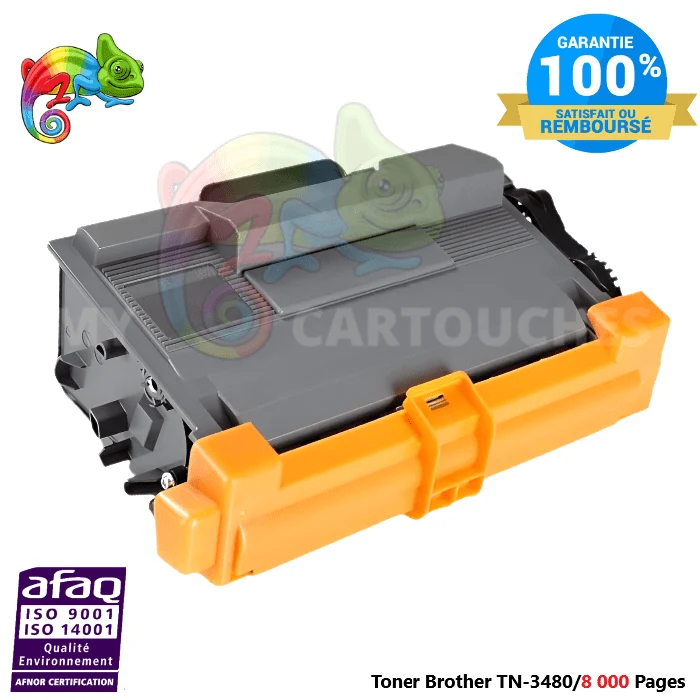 Toner Brother TN-3480 Noir Compatible — 8 000 pages — HL-L5200DW, MFC-L5700DN, MFC-L6900DW