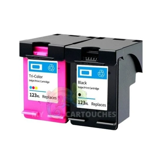 Pack 2 Cartouches HP 123 XL Noir + Couleur: DeskJet 2630, OfficeJet 3830, Envy