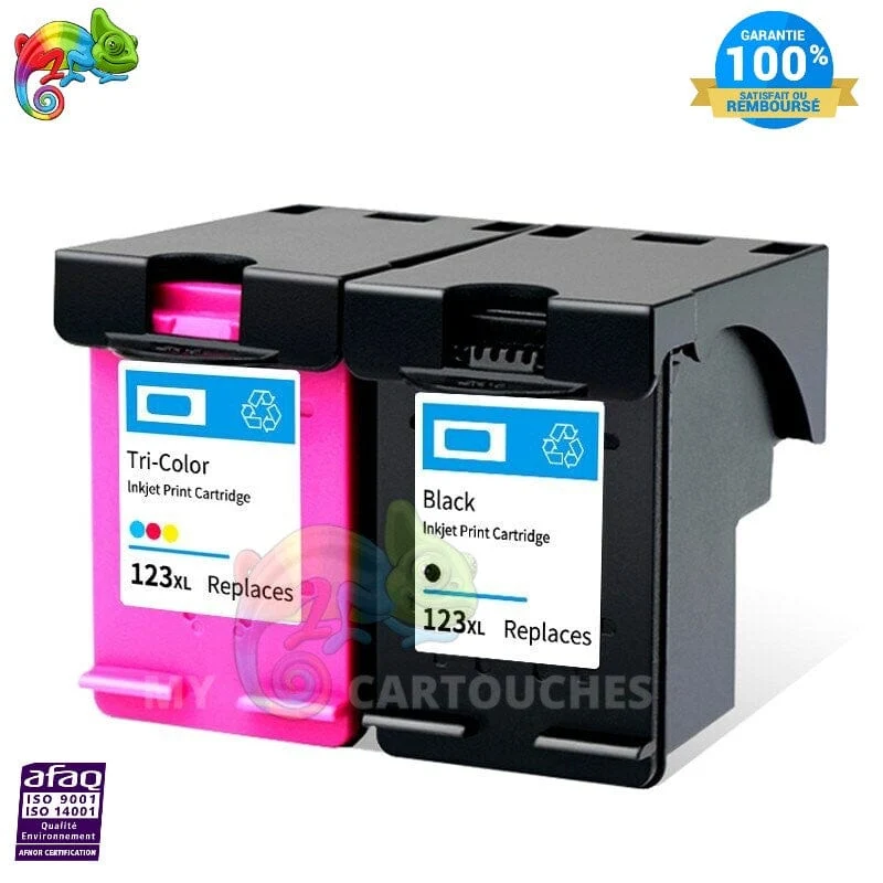 Pack 2 Cartouches HP 123 XL Noir + Couleur: DeskJet 2630, OfficeJet 3830, Envy