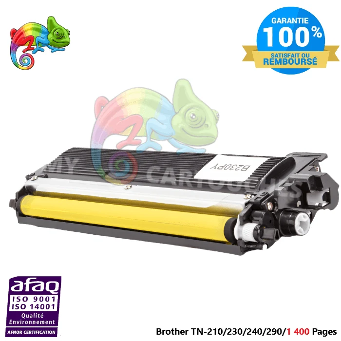 Toner Brother TN-230 / TN-210 Jaune Compatible — 1 400 pages — DCP-9010CN, HL-3040CN, MFC-9120CN
