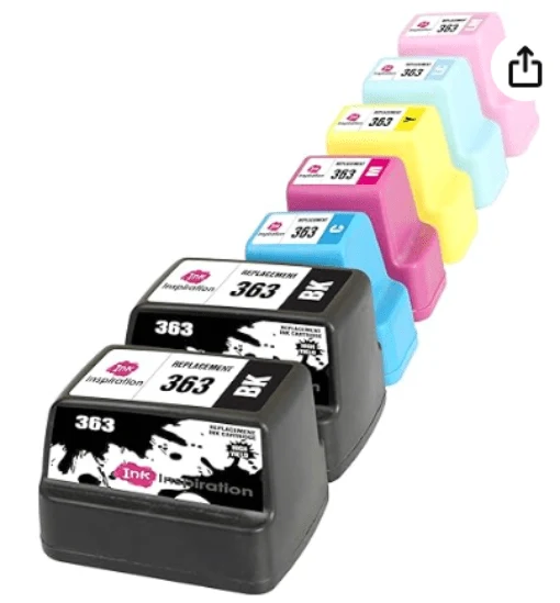 Pack 6 Cartouches HP 363 XL (Noir + 5 Couleurs): PhotoSmart C5180, C6180