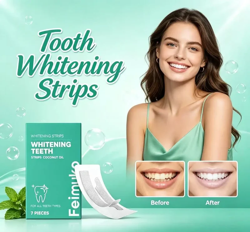 Bandes Blanchissantes Dents à l’Huile de Coco – Réduction des Taches et Soin Dentaire à Domicile