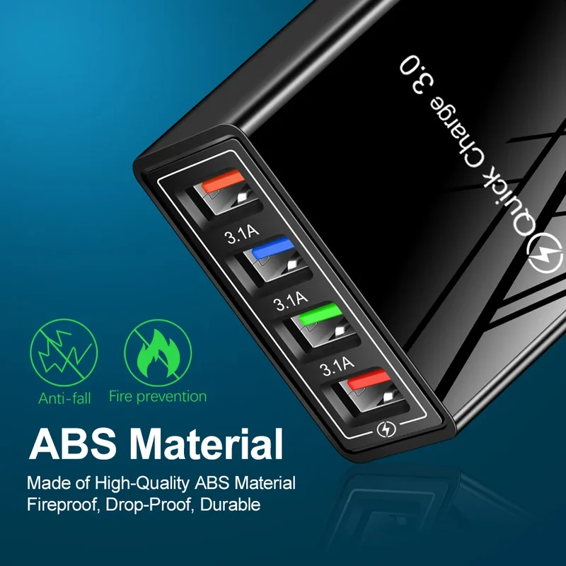Chargeur USB Quick Charge 3.0 – Adaptateur Secteur Charge Rapide - Pour Smartphone, iPhone et Tablette